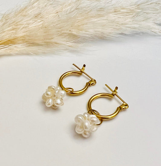 Seed Freshwater Pearl Hoop Earrings