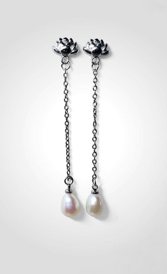 Lotus Dream Pearl Drop Earrings